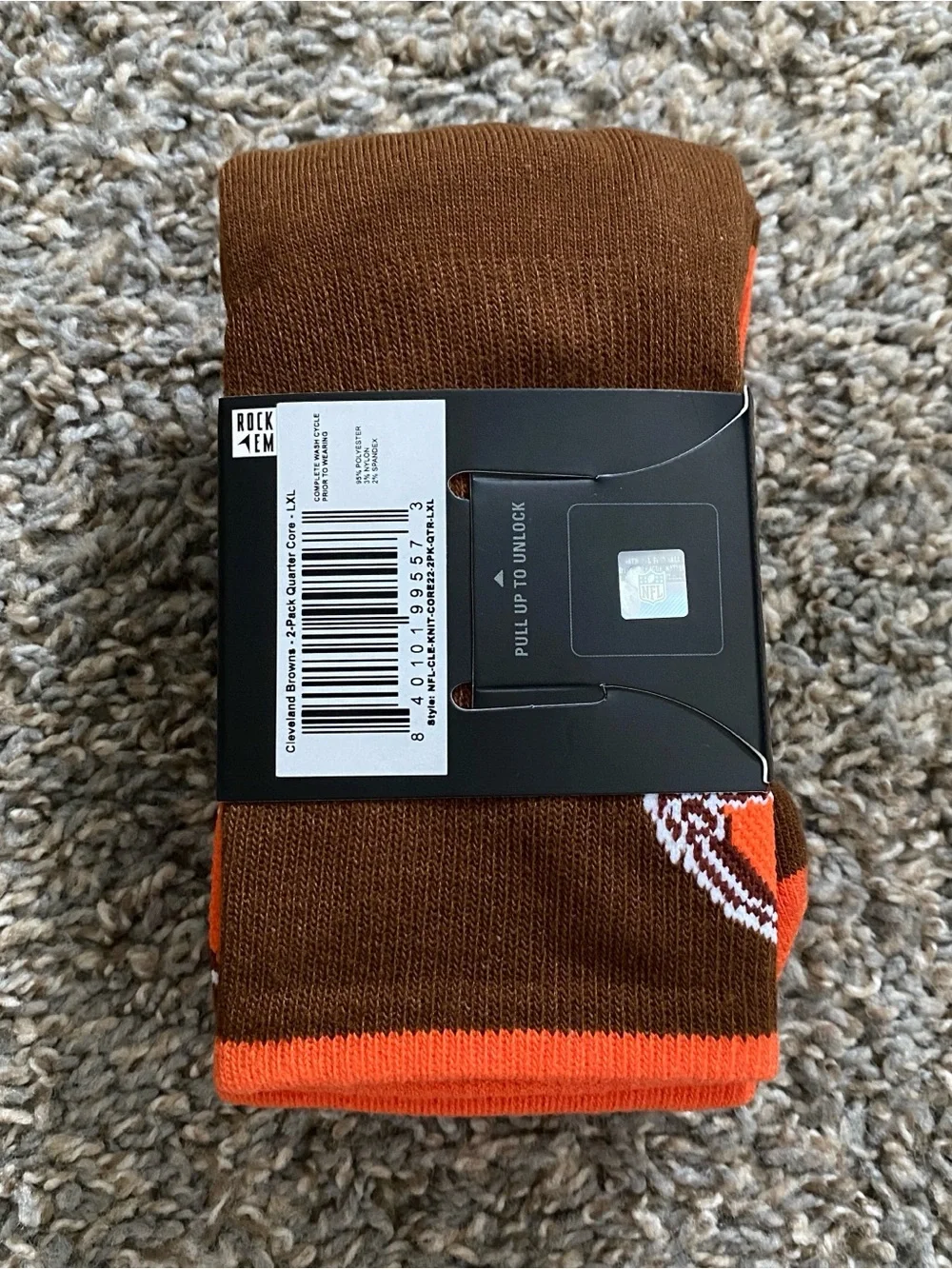 NFL Super Fan Browns Quarter Socks - Orange (L/XL)